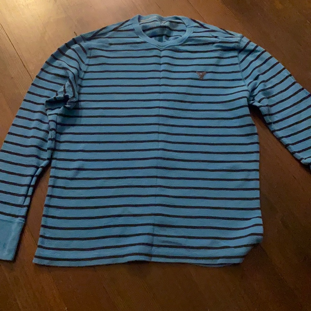 American Eagle Blue Striped Sweater (L)